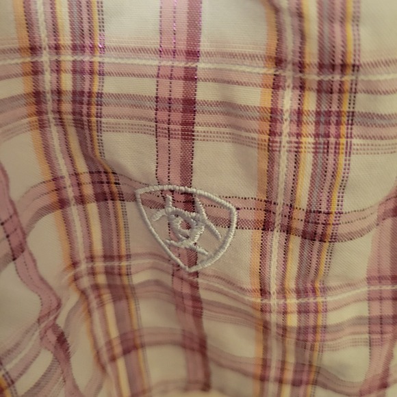 Ariat Pro Series Blouse Sz XXL Western Button Up Longsleeve Pink Purple Sparkle - Picture 4 of 16